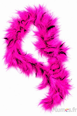 Boa di piume di tacchino - Ø 5 cm - rosa-fucsia-nero
